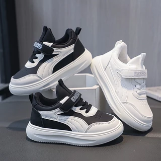 ใหม่!รองเท้าผ้าใบส้นแบนทรงVelcro สวมใส่ง่าย แฟชั่นสำหรับเด็กผู้ชายและผู้หญิง