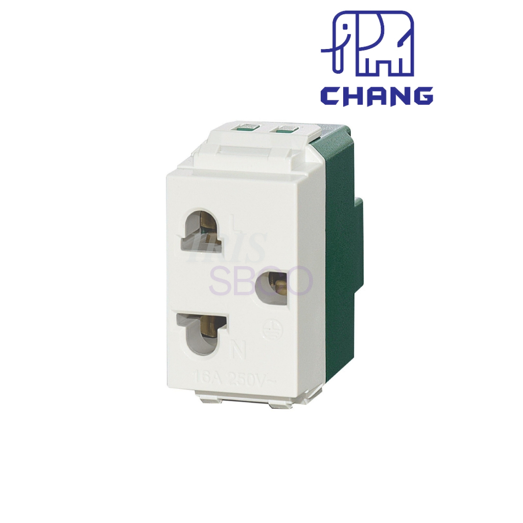 (ยกกล่อง) เต้ารับมีกราวด์ 3 ขา มีกราวด์ แบบเสียบ ยี่ห้อ ช้าง รหัส PCH-900N
