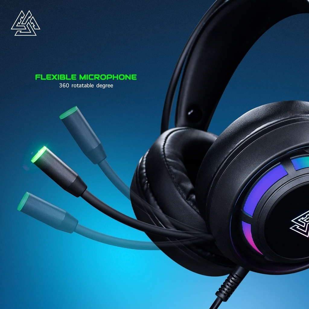 EGA หูฟังเกมมิ่ง Type H12 Headphone 7.1 ไฟ RGB port USB 2.0 Gaming Headset ประกันศูนย์ 2 ปี