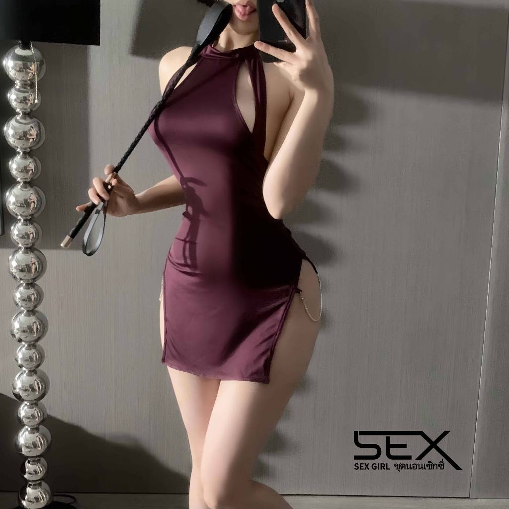 Sexy Girl ชุดนอนเซ็กซี่ ชุดยั่วเย็ด บลาลูกไม้ เปิดเป้า สีม่วงเซ็กซี่ สวมใส่สบาย H9536