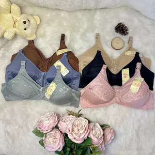 (12ตัว)เสื้อชั้นในแม่บ้านคละสี คัพB 2ตะขอ ไร้โครง ไร้ฟองน้ำ คละลายผ้าลูกไม้ สไตล์สุ่ม[34-42]