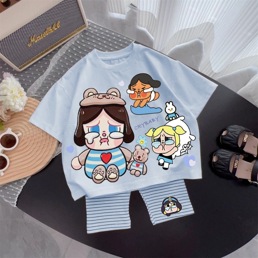 พร้อมส่ง ต61-ต68 ชุดน้องบู้+Cry เสื้อโอเวอร์ไซส์ กางเกงขาสามส่วนค่ะ