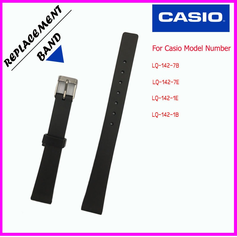 สายนาฬิกาคาสิโอ Casio LQ-142 สายยางสีดำ ขนาด 14 มม.สายนาฬิกาข้อมือผู้หญิง สวมใส่สบาย ลงน้ำไม่เหนียวมือ ไม่คันแขน