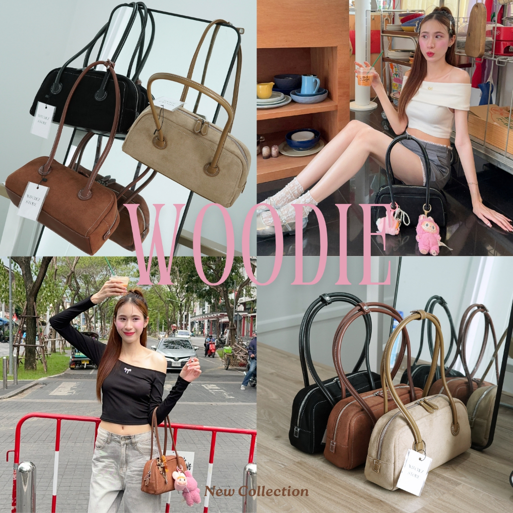 Witchez Woodie Collection กระเป๋าสะพายหนังกลับผ้าลูกฟูก