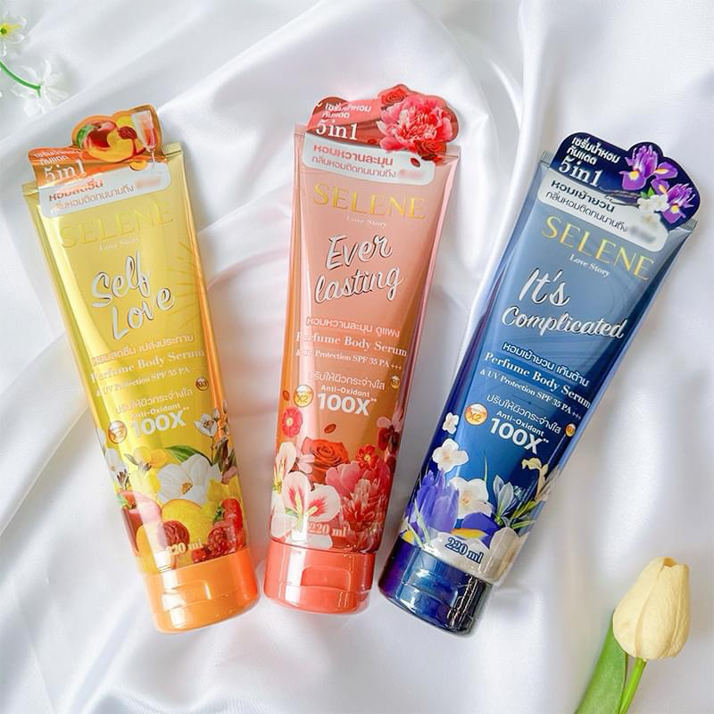 (พร้อมส่ง ) Selene Love Story Perfume Body Serum SPF35 PA+++ 220 ml. เซเลนี เพอร์ฟูม บอดี้ เซรั่ม