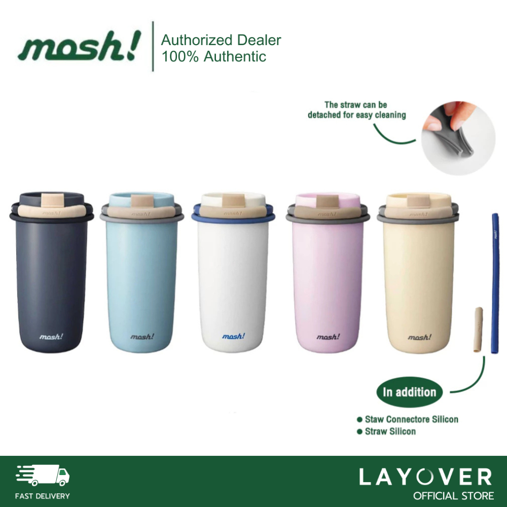 [ส่วนลด10% DDX10DECW3] [สินค้าแท้ มีรับประกัน] MOSH! LATTE TUMBLER WITH STRAW (480ML) JAPAN