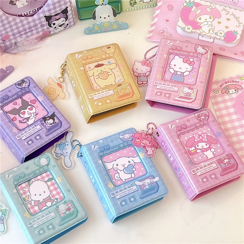 SANRIO สมุดเก็บภาพ อัลบั้มเก็บการ์ด ขนาดเล็ก 3 นิ้ว แบบพกพา พร้อมรูแขวน ลายซานริโอ้น่ารัก สไตล์นักธุรกิจ สําหรับเก็บสะสม