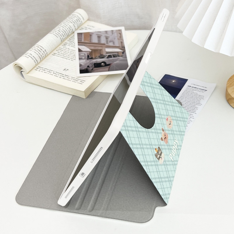 🪐24 ชั่วโมงเคส🪐 เคสiPadหมุน 360°Gen11 Air7 Air5 cream puppy ช่องใส่ปากกาขวา Acrylic เคสipad air6 11 - รูปที่ 2