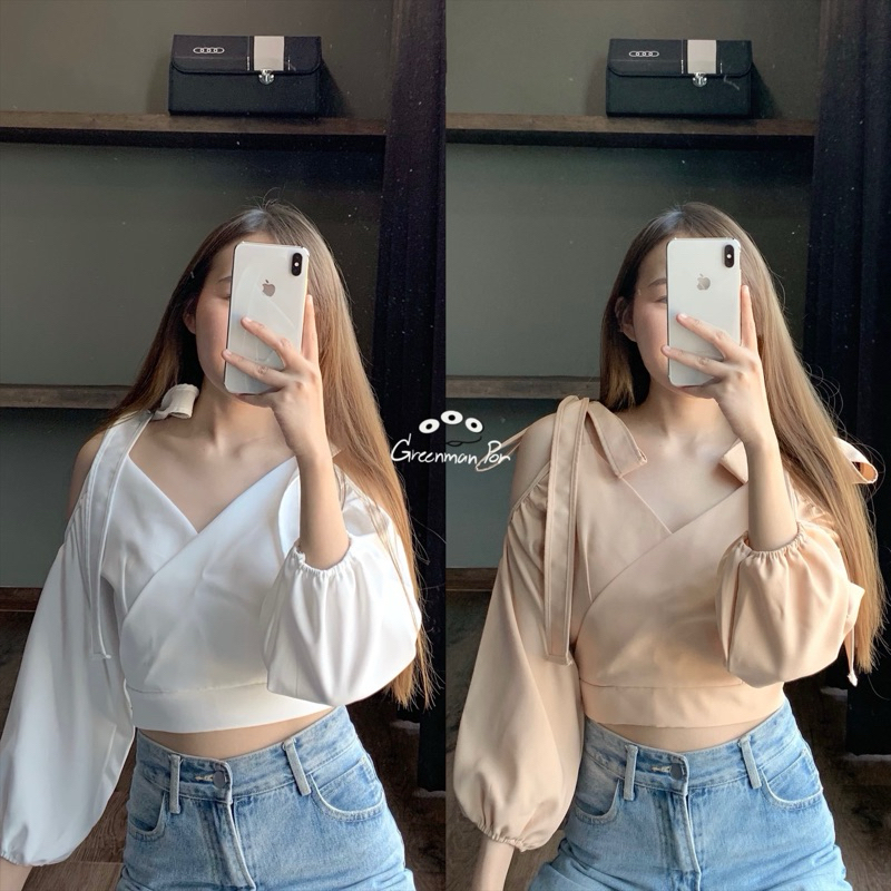 Dolly Top - เสื้อผูกไหล่แขนยาว