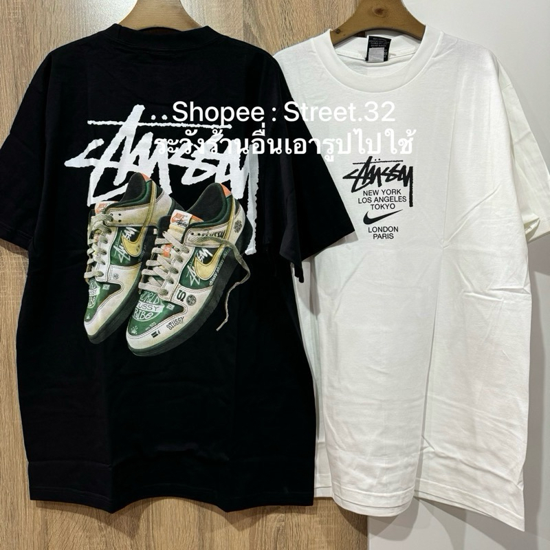 Street.32 เสื้อยืดแขนสั้นแนวตรีท สกรีนลาย งานไทย ผ้าคอตตอล100 ถ่ายจากรูปสินค้าจริง  รองเท้า เขียว #S1 – โปรปัง