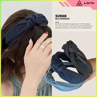 ที่คาดผม ผ้ายีน ประดับโบว์ อเนกประสงค์ สไตล์เกาหลี ที่คาดผมเ…