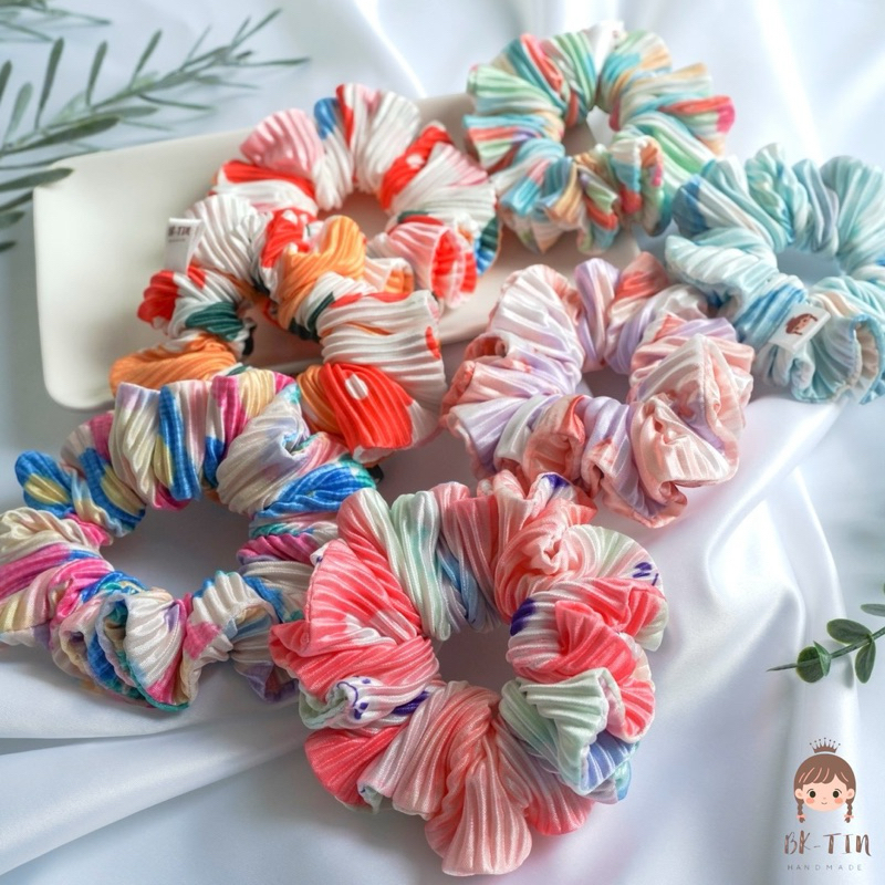 ยางรัดผม •BK-TIN HANDMADE• Pleated Fabric Coloeful