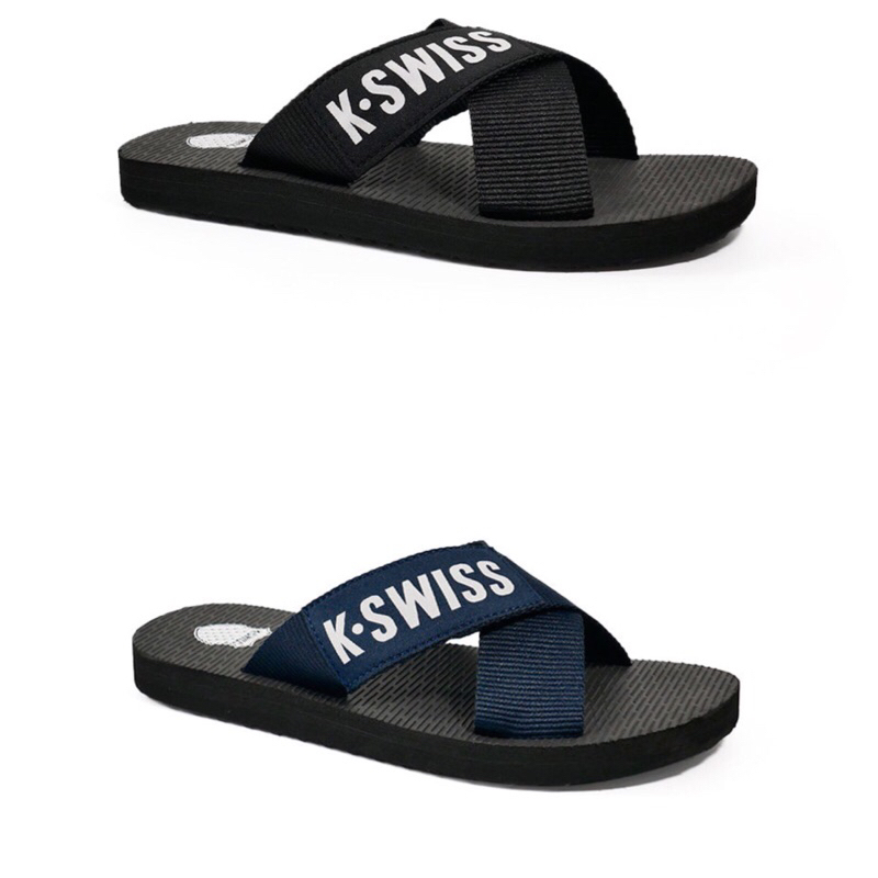 รองเท้าแตะผู้ชายK-Swiss Cross สีดำ/สีน้ำเงิน