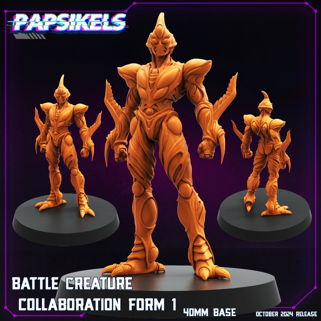 Battle Creature Collaboration Form [1] - Bio-Booster - Humanoid / 32mm scale 3D printed miniature PSK