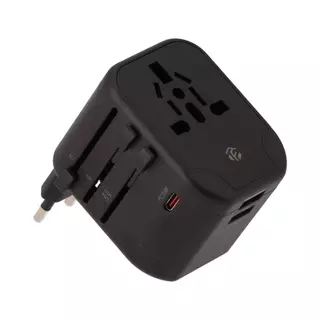 หัวแปลงปลั๊กไฟ TECHPRO Multifunction Universal Travel Adapter 20W (TP-UA01) Black by Banana IT