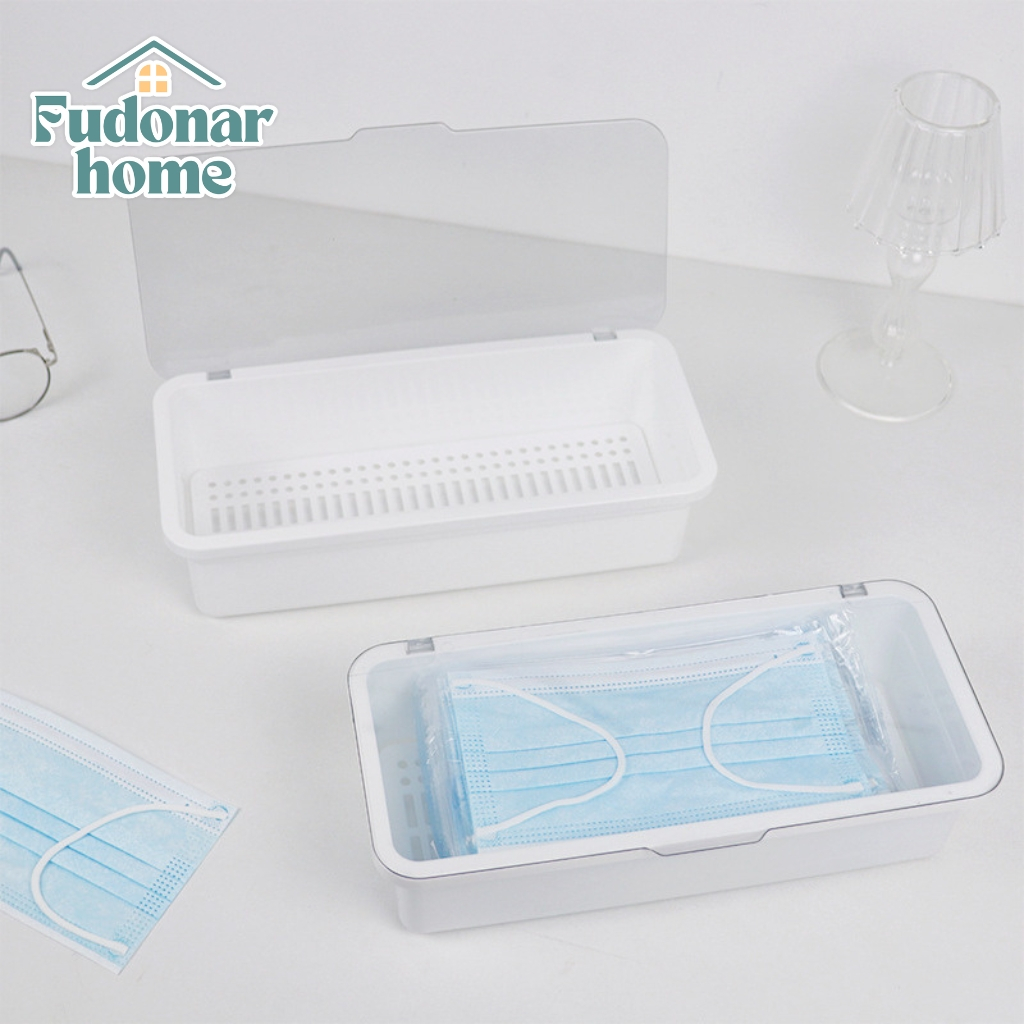 Fudonar กล่องเก็บของทรงยาว ฝาปิดแบบใส เก็บแมส เก็บตะเกียบ เก็บช้อนซ้อม วางซ้อนได้