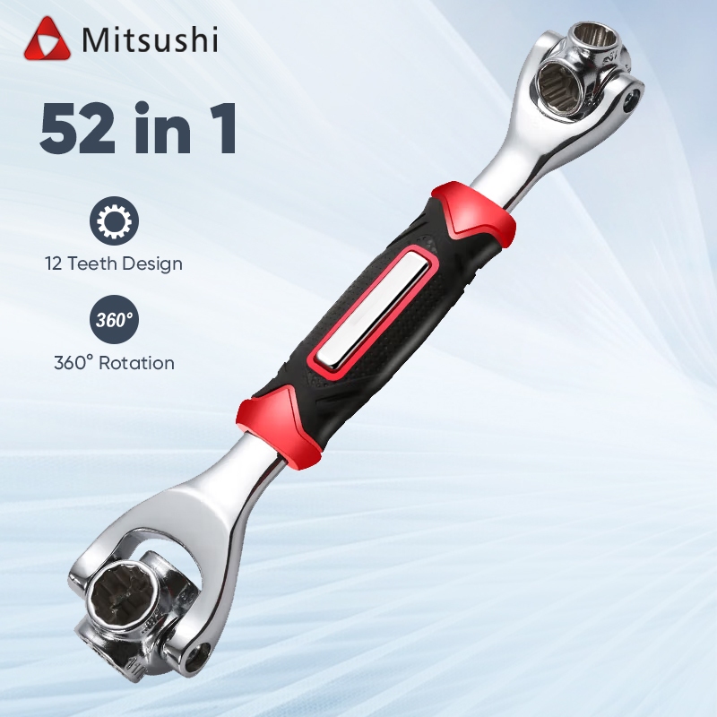 Mitsushi ประแจอเนกประสงค์ ประแจดาว 52 In 1 ประแจตัวที /ตัวแอล 8หัว ซ่อมรถยนต์ หมุนหัว ประแจรวม 360 องศา socket wrench