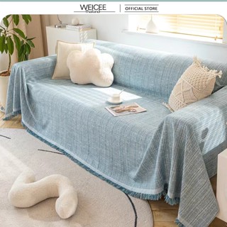 WEICEE ผ้าคลุมโซฟา ผ้าลินินถัก ผ้าคุมโซฟา ผ้าปูโซฟาตัวแอล สำ…
