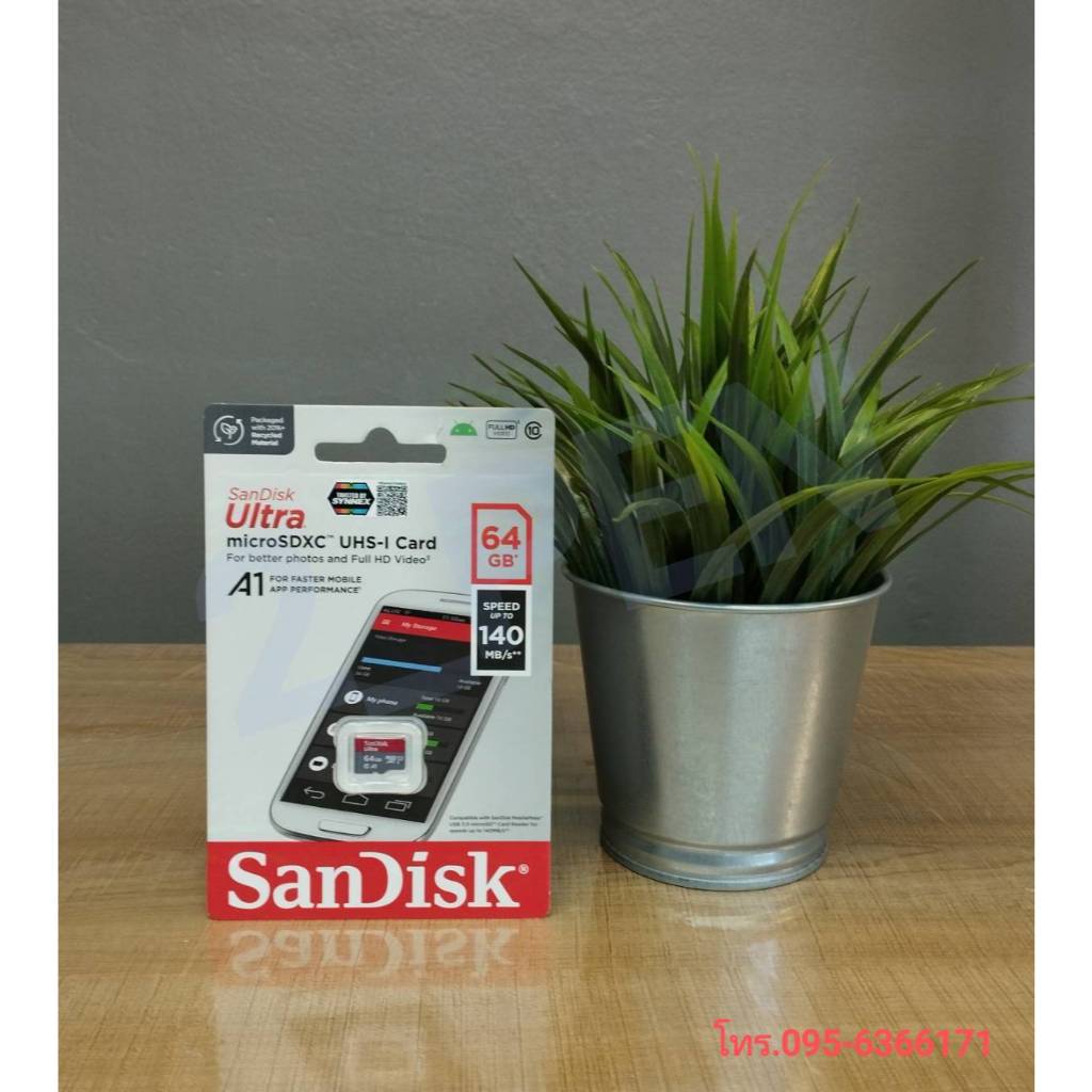 SANDISK ไมโคร เอสดี การ์ด รุ่น SDSQUAB-064G-GN6MN 64GB