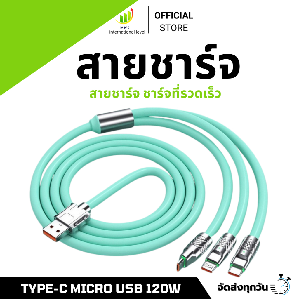 สายข้อมูล โลหะผสมสังกะสี 120W TPE ชาร์จเร็ว พร้อมโคมไฟ ปลอดภัย และชาร์จเร็ว สําหรับ Type-C Android Micro