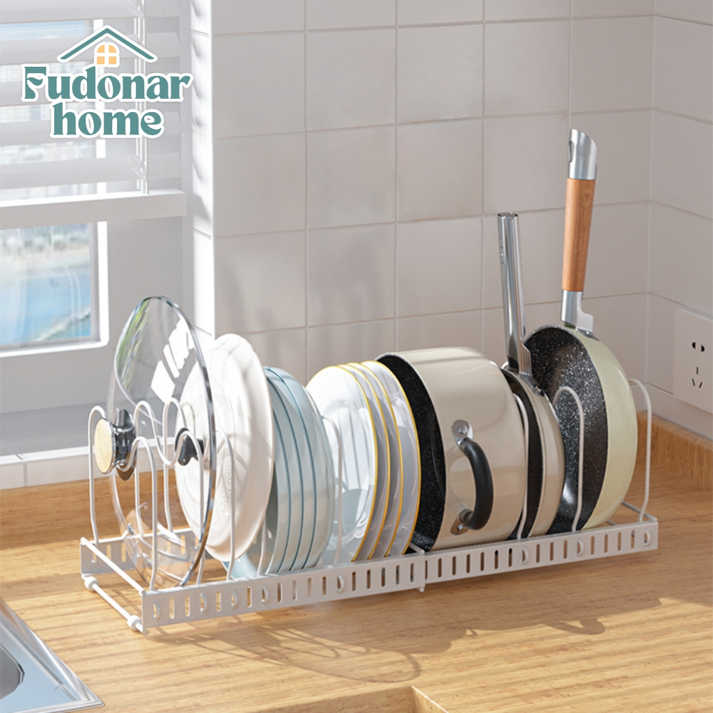 Fudonar ชั้นวางกระทะ ชั้นวางหม้อ วางฝาหม้อ ชั้นวางในครัว ที่คว่ำจาน แบบยืดได้ ปรับได้ สินค้าพร้อมส่ง