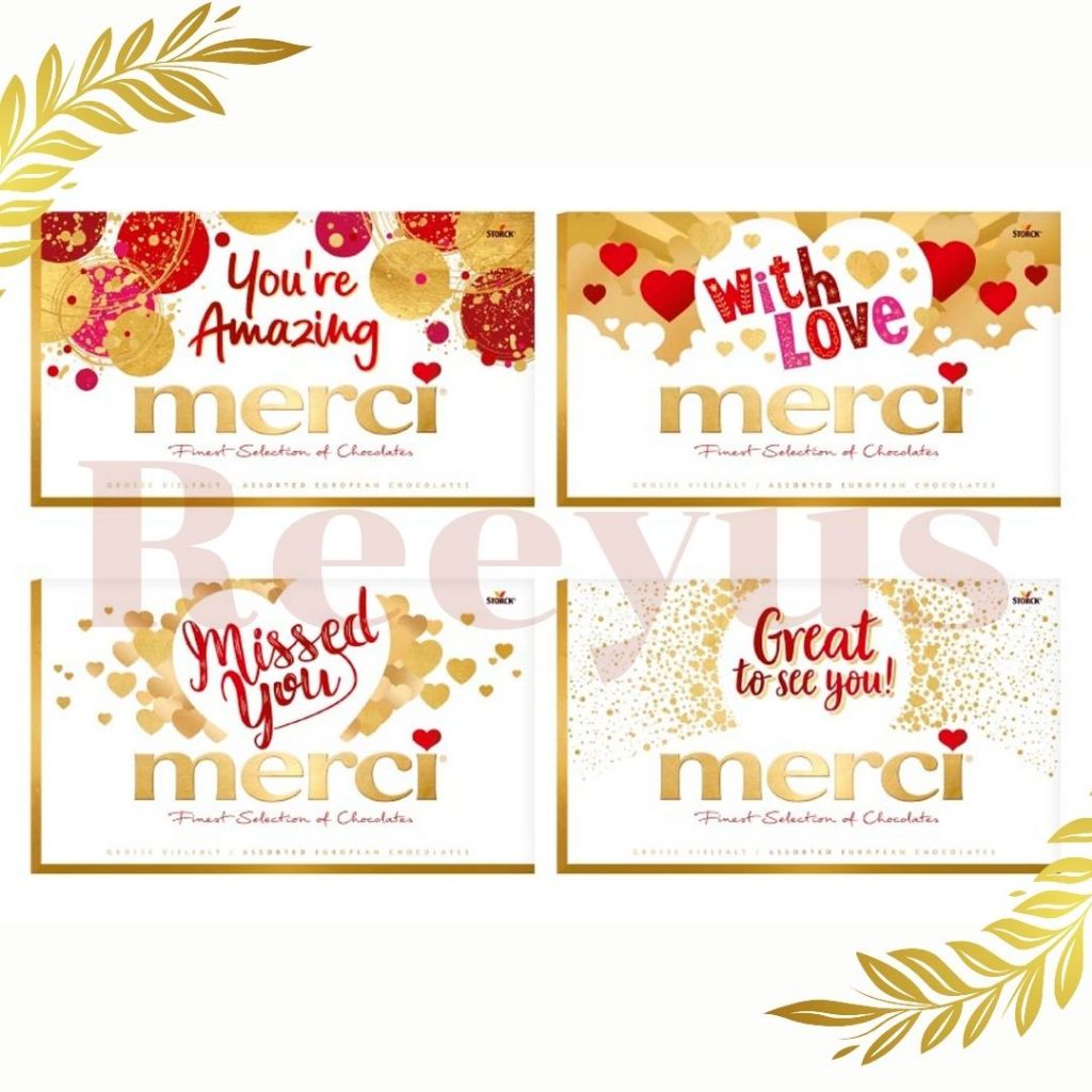Storck Merci Gold Chocolate นํ้าหนัก 400 กรัม มี 32 ชิ้น 8 รสชาติ BBF.04/06/25