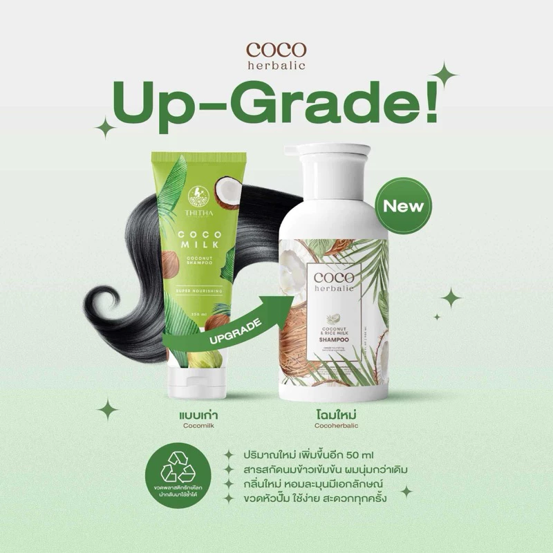 ล็อตใหม่💥💥 แชมพูมะพร้าวน้ำนมข้าว ของแท้ ByTHITHA แชมพู+ทรีทเม้นท์+ครีมนวด ลดผมร่วง แก้รังแค หงอก คัน