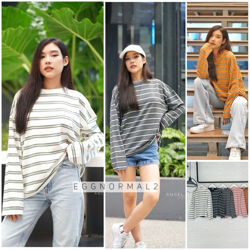 ANGEL STYLE ❤️ T225 สเวตเตอร์คอกลมแขนยาวโอเวอร์ไซส์