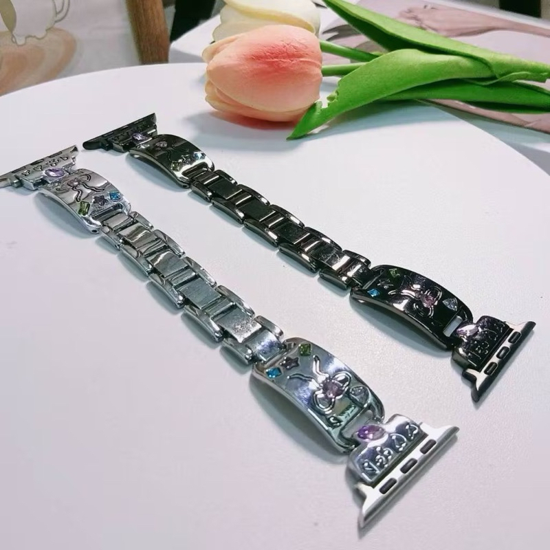 ZMZ-สายนาฬิกา Smartwatch สายเลสปั๊มลายโบว์ประดับเพชร ขนาด 38/40/41/42S10mm 42/44/45/46/49mm