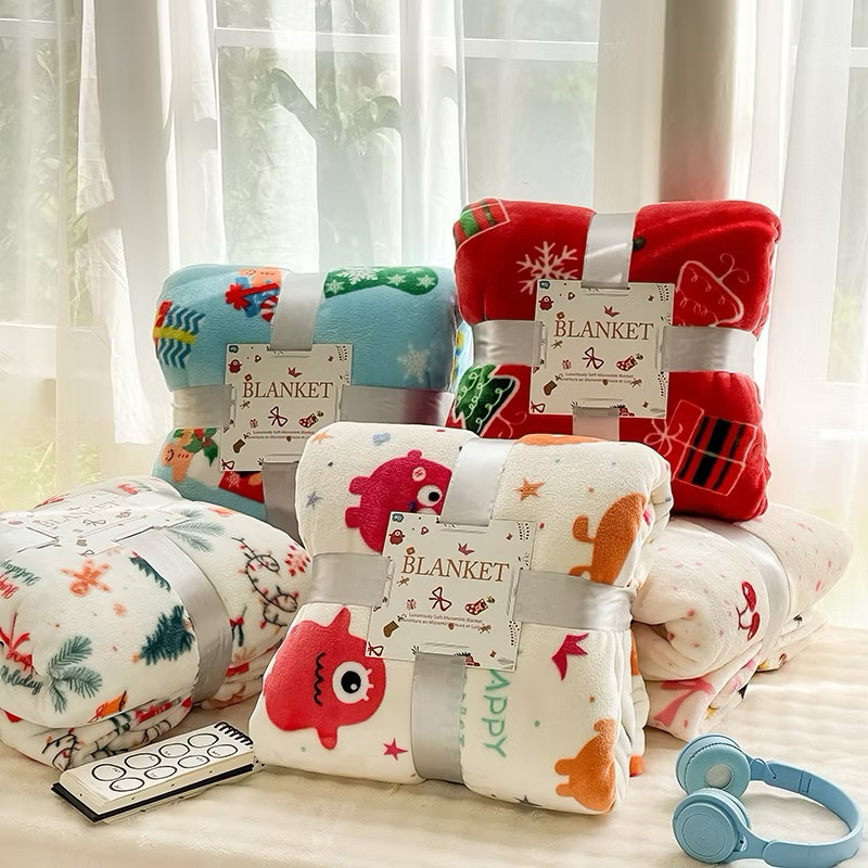 พร้อมส่ง🧑‍🎄ผ้าห่มขนแกะนุ่ม ไม่เป็นขุย ลายคริสมาสต์ ขนาด 100*150cm ของขวัญน่ารัก คุ่มค่า💝