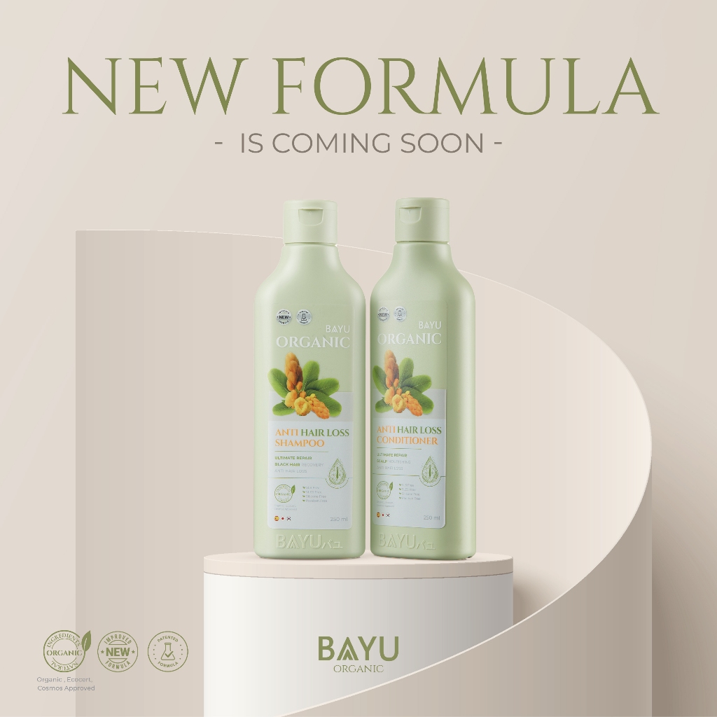 Bayu Organic Hairloss Shampoo & Conditioner Set ลดผมร่วงx2 เร่งผมยาว ชะลอผมหงอก ลดกลิ่นเหม็นหนังศีรษะ ลดรังแค หนังศีรษะ