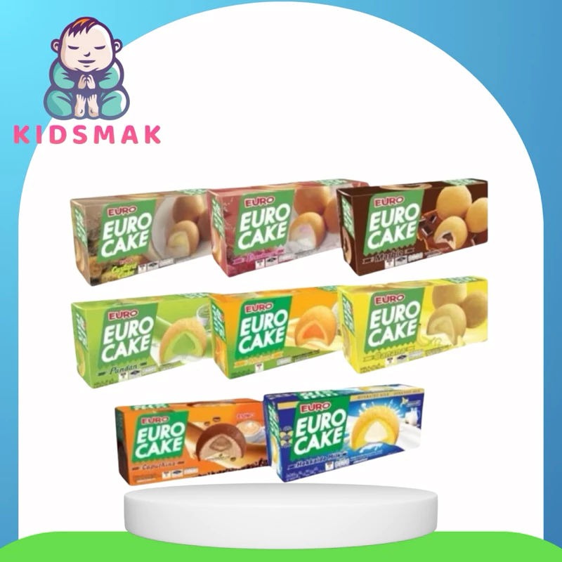 Euro🥛ยูโร่เค้ก คัสตาร์ดเค้ก ยกกล่อง 12 ห่อ คัสตาร์ด ใบเตย นมฮอกไกโด ช็อคโกแลต เมล่อน กล้วย สตอเบอร์รี่ อาหารว่าง ยูโร่