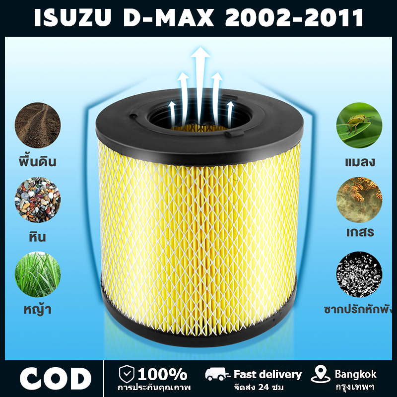 กรองอากาศ Isuzu อีซูซุ D-Max ดีแม็ก 2002-2011 (2.5),D-Max 2002-2006 (3.0),Mu-7,TFR (3.0) By D Filter (DA147)