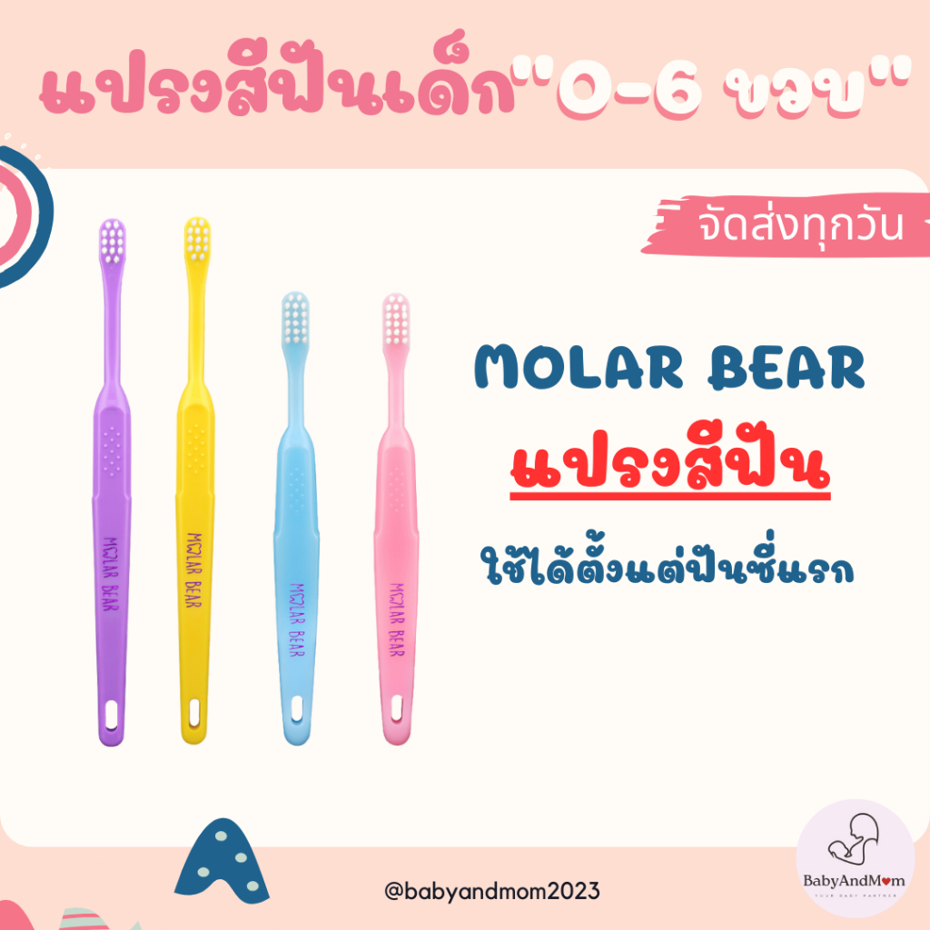 Molar Bear แปรงสีฟันเด็ก ใช้ได้ตั้งแต่ฟันซี่แรก แปรงสีฟันเด็ก (สูตร 0 ขวบ - 6 ขวบ) ขนนุ่ม จับถนัดมือ
