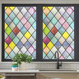 Window film ฟิล์มติดกระจก แบบสุญญากาศ เพิ่มความเป็นส่วนตัว ยาว2เมตร ติดตั้งง่าย เพิ่มความสวยงาม สติ๊กเกอร์ติดกระจกบ้าน ฟ