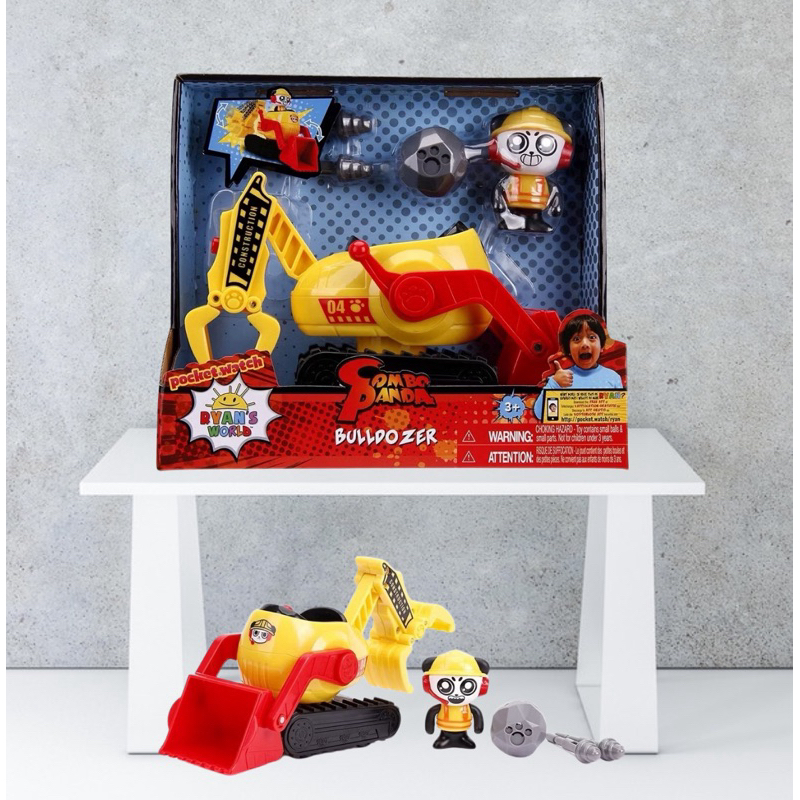 Jada Toys - Ryan's World 6 Feature Vehicle with Figure - Combo Panda & Bulldozer