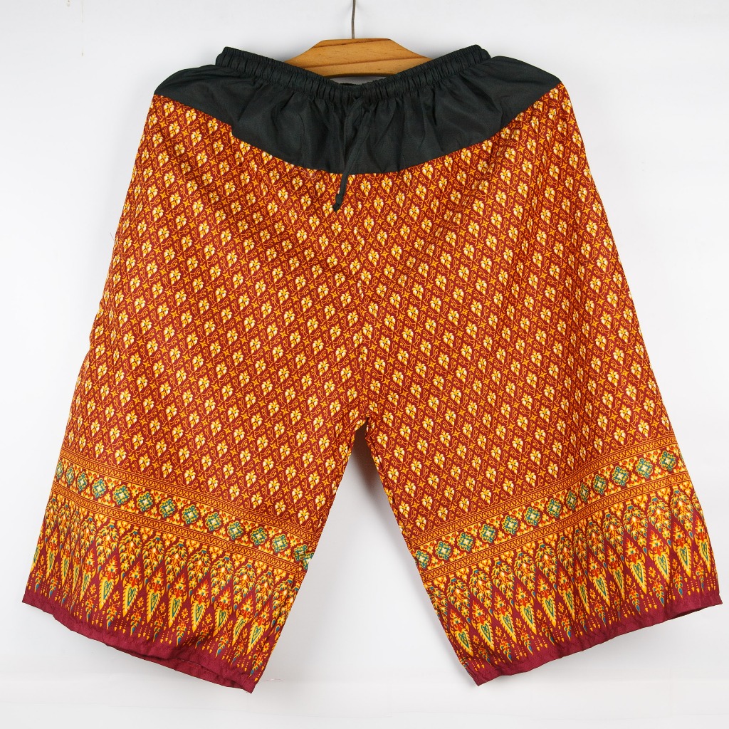 กางเกงผ้าถุงลายไทย หัวยางยืดคนแก่ชอบใส่ ราคาดี้ดี