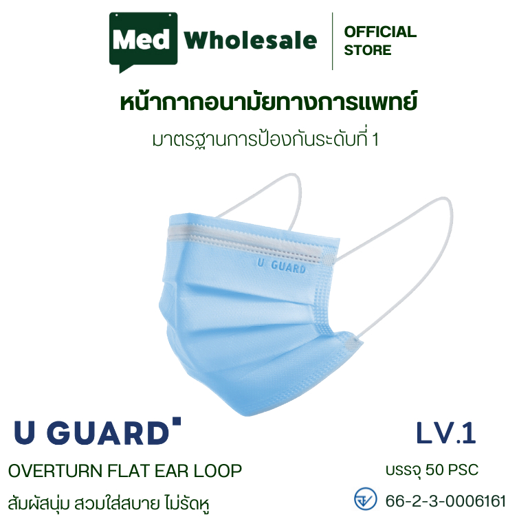 U-GUARD MASK หน้ากากอนามัย 3 ชั้น V.1 (สีฟ้า)