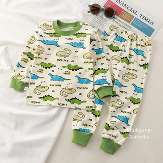 ชุดนอนแขนยาว ขายาว เสื้อผ้าเด็ก ชุดนอนกันหนาว ผ้าcotton Size73-110 cm