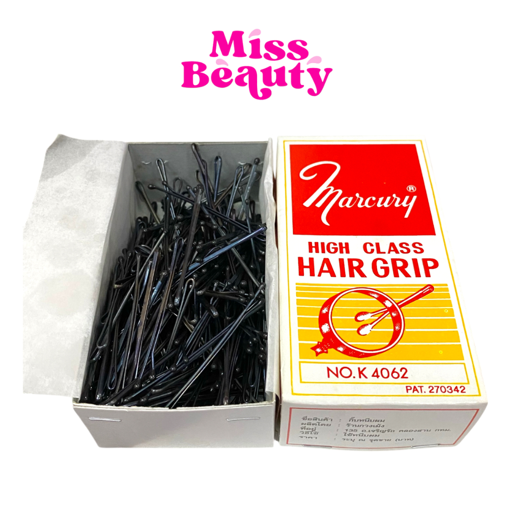 (กล่อง) Marcury HIGH CLASS HAIR GRIP กิ๊บดำติดผม กิ๊บดำปุ่มชนิดกล่อง