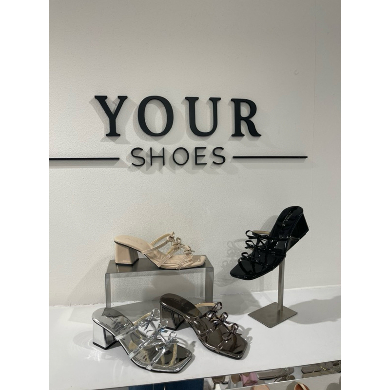 YOURSHOES Z10 / รองเท้าแต่งหน้าโบว์ ส้นสูง 2.5 นิ้ว รองเท้าส้นสูง รองเท้าส้นหนา