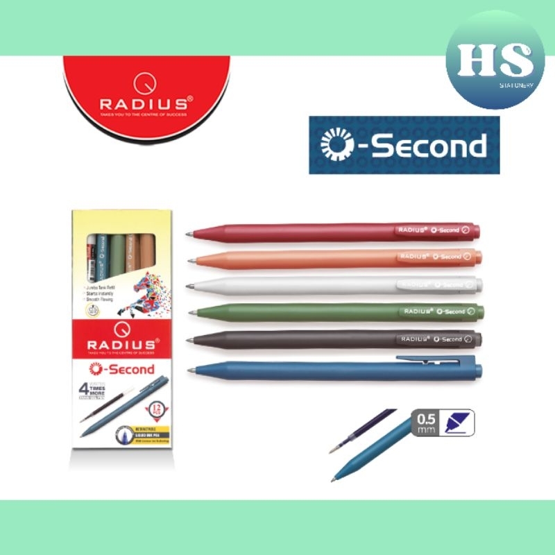 ปากกาเจล Radius O-Second 0.5 มม. คลาสสิค (คละสี)