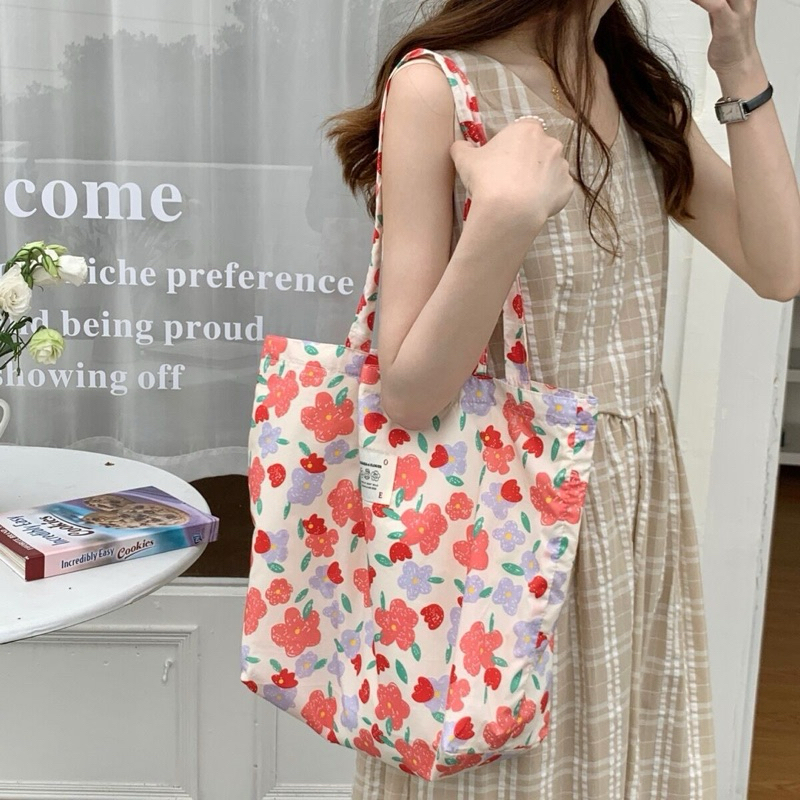 Totebag กระเป๋าผ้าสะพายข้างลายมินิมอล ถุงผ้า กระเป๋า shopping bag ราคา ถูกที่สุด ดีลบีเคเค แกลเลอรีภาพที่ 3