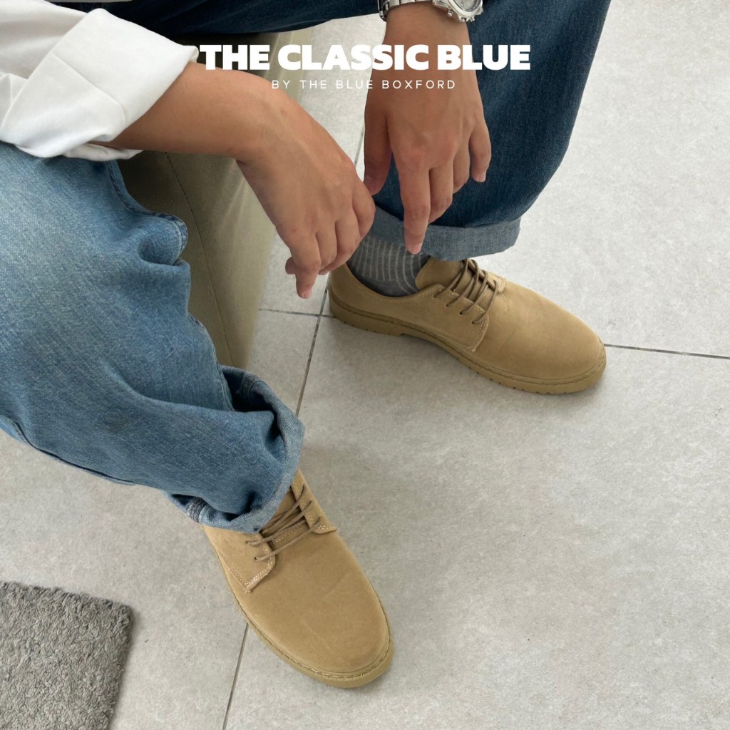 (สั่งผ่าน shopee video ลด30%) Classic blue - Berlin desert shoes รองเท้าหนัง