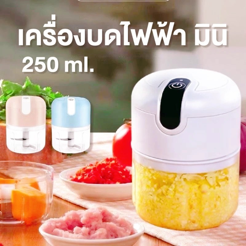 เครื่องปั่นพริกกระเทียม 250ML เครื่องปั่นละเอียดไร้สาย USB เครื่องบดกระเทียมไฟฟ้า JRJF