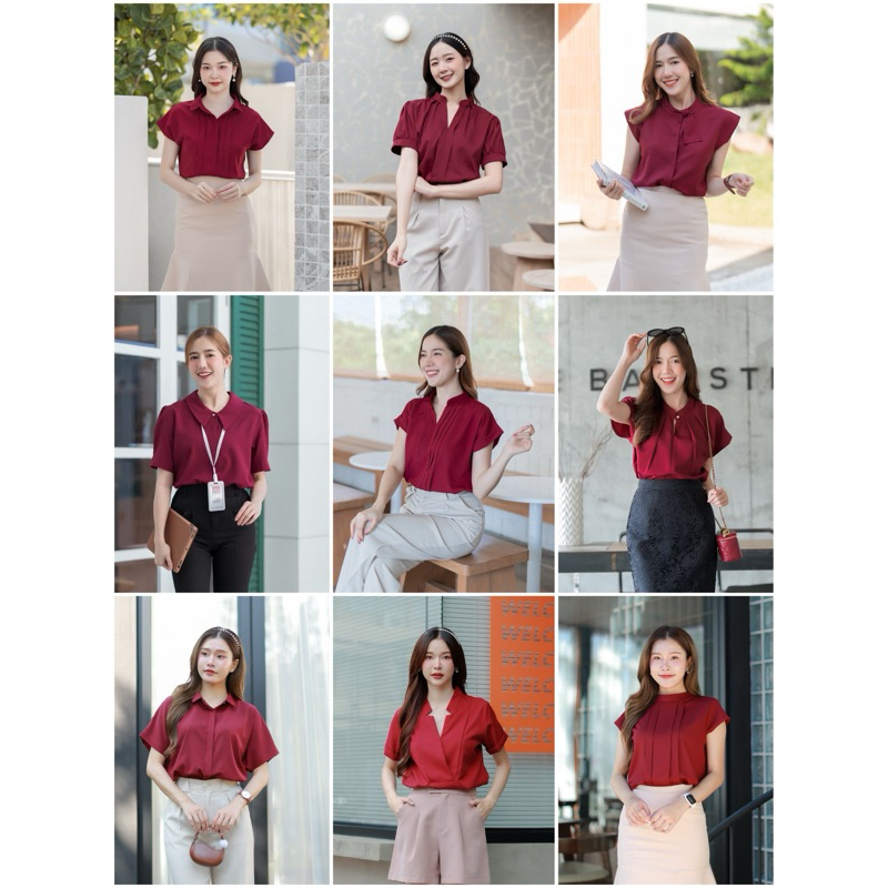 เสื้อเบลาส์สีแดง เสื้อสีแดง❤️ #รวมเสื้อโทนแดง