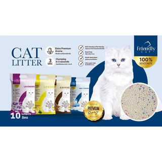 (10ลิตร) FriendlyCat ทรายแมว 10ลิตร ทรายเบนโทไนท์ เก็บกลิ่นดี จับตัวเป็นก้อน เพิ่มเม็ดกลิ่น