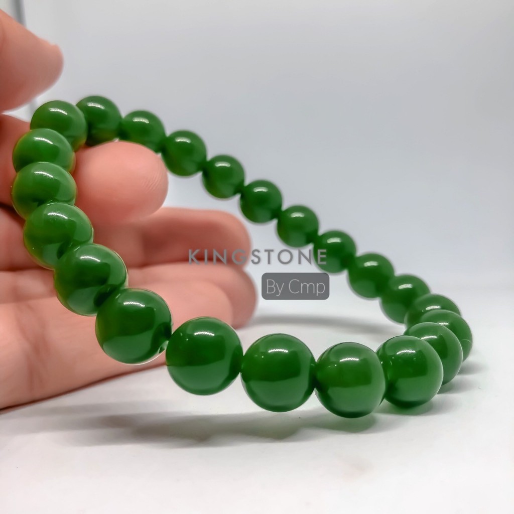 YUNNAN JADE หยกพม่าแท้สีเขียวเข้ม มีความอุดมสมบูรณ์ เงินทองไหลมาเทมา 8 10 12 มม.