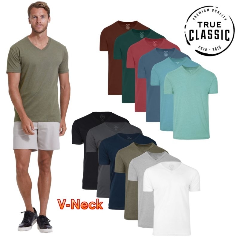 เสื้อยืดคอวี True Classic Premium V-Neck Short Sleeve T-Shirt
