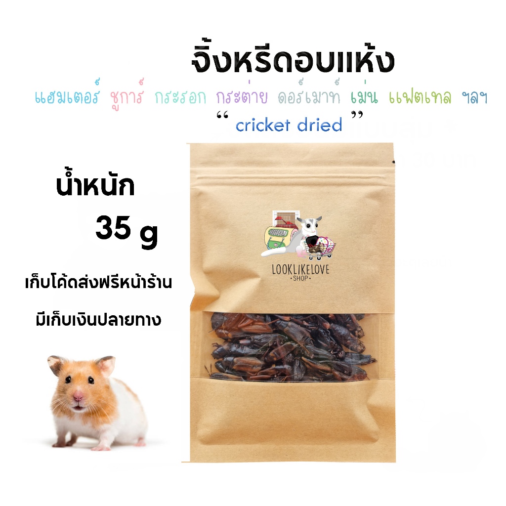 จิ้งหรีดไข่อบเเห้ง เสริมโปรตีนอาหารเสริมแฮมเตอร์ ชูการ์ เม่น กระรอก หนูเเรท ดัมโบ้ เเฟตเทล
